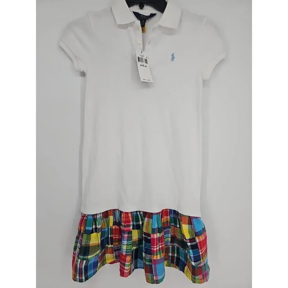 Polo‎ Ralph Lauren Girls M(8-10) Cotton French Terry Madras-Patchwork NWT